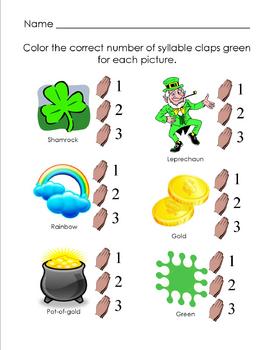 Preview of St. Patrick's Day- syllable review sheet