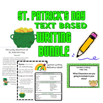 Preview of St. Patricks Day text base writing prompts and task cards Bundle