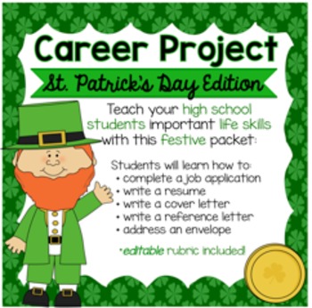 Preview of St. Patrick's Day/Leprechaun Career Project & Activities (job search skills)