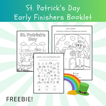 Preview of St. Patricks FREEBIE Primary Monthly NO PREP Early Finishers Booklet Gr 1 & 2