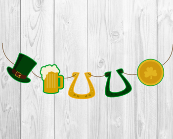 Preview of St Patricks Garland, St Patrick Gnome, Irish Gnome, St Patrick Party Decor