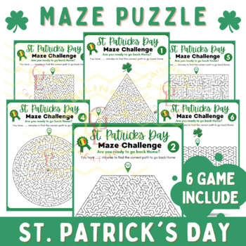 Preview of St Patricks Maze logic puzzle Math literacy Game brain break Activity middle 7th
