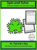 St Patricks Spin and Solve: One Page of Each Type Of Math Topic