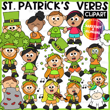 Preview of St Patricks Verbs Clipart | Grammar St Patricks Day Clip Art