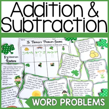 Preview of St. Patrick's Day Addition and Subtraction Word Problems for 1st Grade