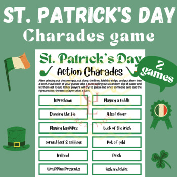 Preview of St Patricks day Charades Pictionary game brain break Activity primary middle 6th