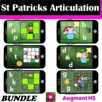 Preview of St Patricks day articulation therapy activities for sounds p,b,t,d,k,g