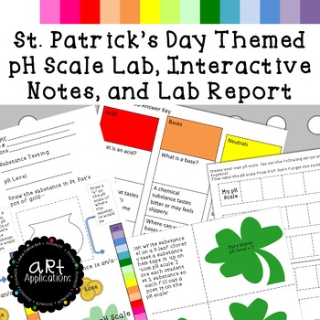 Preview of pH Scale Lab and Interactive Notebook Pages (St. Patrick's Themed)