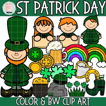 Preview of Leprechaun St Patrick Day Kids  Doodle Clip Art 