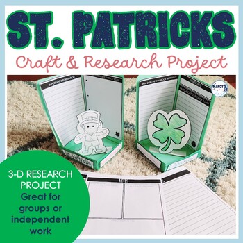 Preview of St Pattys day crafts & activities, March family project, 3th, 4th, 5th research