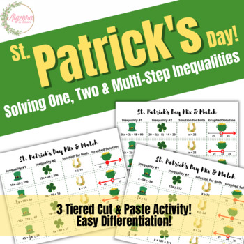 Preview of St. Patty's Day 3 Tiered Cut & Paste Bundle // One, Two & Multistep Inequalities