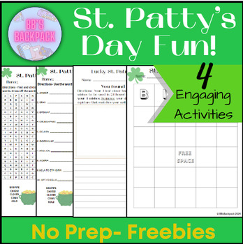 Preview of St. Patty's Day- 4 Engaging, No Prep Activites