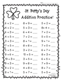 St. Patty's Day Addition Practice - St. Patrick's Day Math