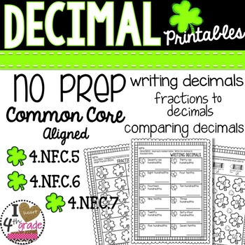 Preview of St. Patty's Day Decimal Printables