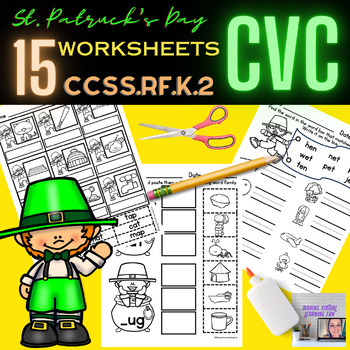 Preview of St. Patty's Day Leprechaun CVC Worksheets