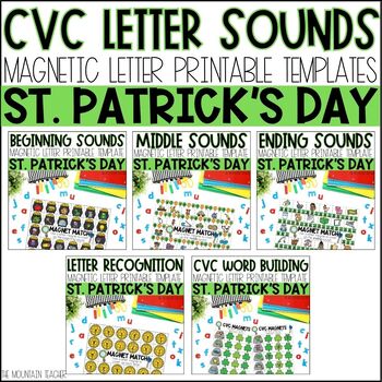 Preview of St. Patty's Day Letter Recognition, CVC Words, Beginning, Middle & Ending Sounds