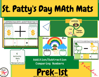 Preview of St. Patty's Day Math Mats:  Add/Subtract/Compare Numbers (Prek-1st)