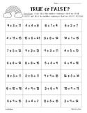 St. Patty's Day True or False Equations Sorting Worksheets