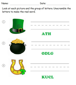Preview of St. Patty's Word Scramble
