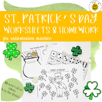 Preview of St. Patrick's Day Worksheets/HW Packet for Speech Therapy