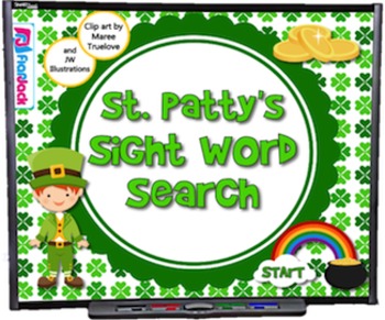 Preview of St. Patty's Sight Word Search SMART BOARD PROMETHEAN Game - FREE