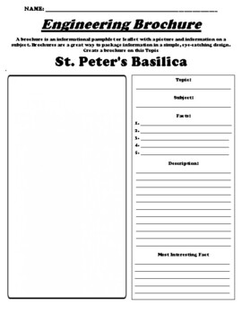 Preview of St. Peter's Basilica "Informational Brochure" WebQuest & Worksheet