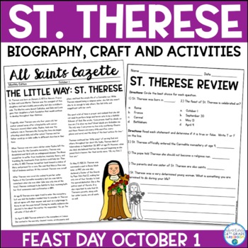 Preview of St. Therese of Lisieux Biography & Activities