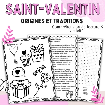 Preview of St-Valentin, origines et traditions - Valentine's Day Reading comprehension