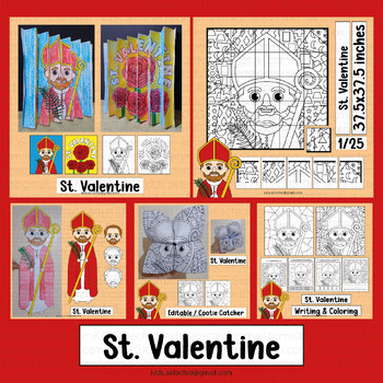 Preview of St Valentine Activities Catholic Saints Craft Bulletin Board Coloring Writing