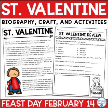 Preview of St. Valentine Biography & Activities