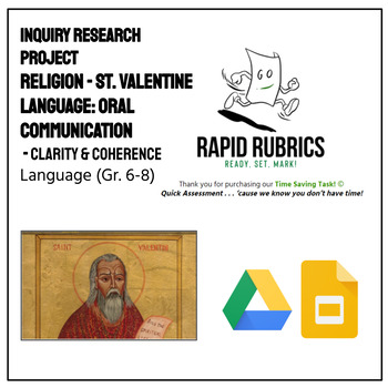 Preview of St. Valentine - Religion - Language - Presentation Prompts Rapid Rubrics