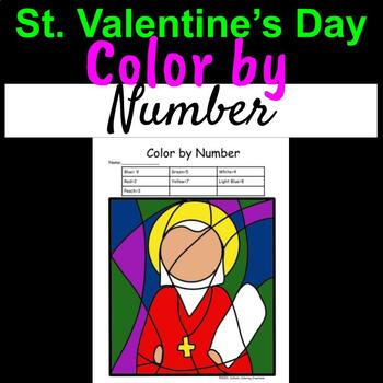 Preview of St. Valentine's Day Catholic Saint Color by Number