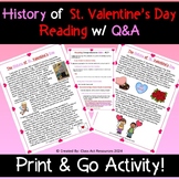 Valentines Day History Reading w/ Q&A - KEY Included! [Sym