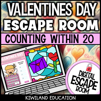 Preview of St Valentines Day Counting to 20 Objects Digital Escape Room 