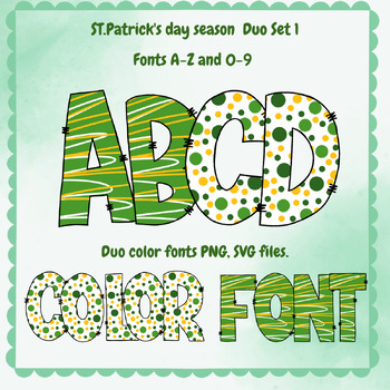 Preview of St.patrick's Day alphabet font A-Z ,0-9 PNG SVG  set 1