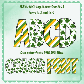 Preview of St.patrick's Day alphabet font A-Z ,0-9 PNG SVG  set 2