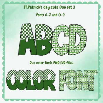 Preview of St.patrick's Day alphabet font A-Z ,0-9 PNG SVG  set 3