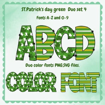 Preview of St.patrick's Day alphabet font A-Z ,0-9 PNG SVG  set 4