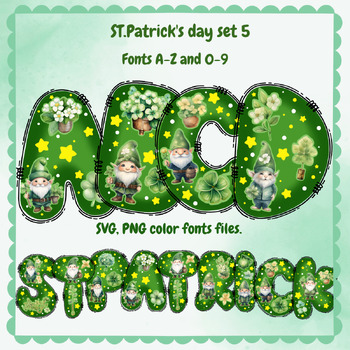 Preview of St.patrick's Day alphabet font A-Z ,0-9 PNG SVG  set 5.