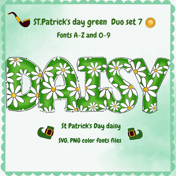 Preview of St.patrick's Day alphabet font A-Z ,0-9 PNG SVG  set 7.