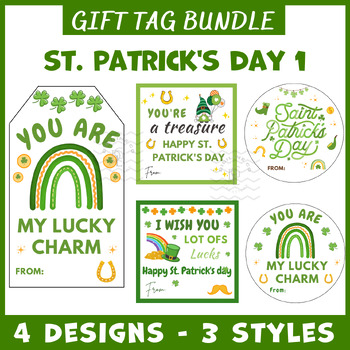 Preview of St patricks Day Gift Tags BUNDLE 1 craft social emotional studies activities 3rd
