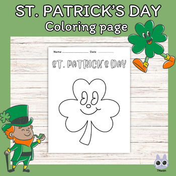 Preview of St patricks day clover coloring page activities,worksheet,St pattys,kindergarten