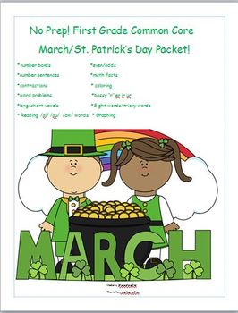 Preview of St.Patricks Day Math and ELA Fun! Common Core Galore