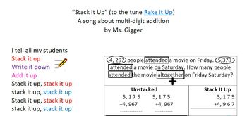 Preview of Stack It Up Rap Multi-digit Addition Song