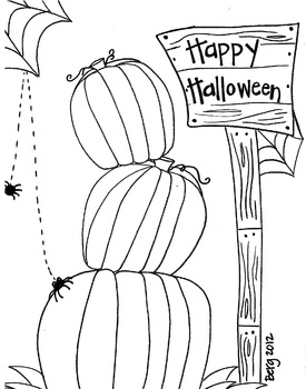 Preview of Stacked Pumpkins Coloring Sheet