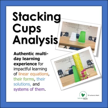 Preview of Stacking Cups Analysis - an authentic in-depth discovery of linear equations!