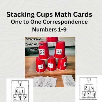 Preview of Stacking Cups Math Game Cards 1-9
