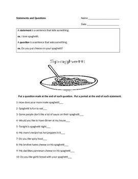 3rd grade statements and questions worksheet by teachers in cahoots