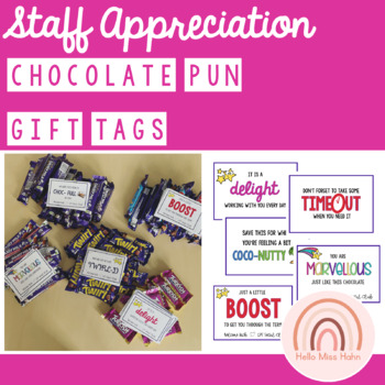 Preview of Staff Appreciation - Chocolate Pun Gift Tags EDITABLE