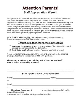 Preview of Staff Appreciation Letter to Parents & Donation Form(editable&fillable resource)